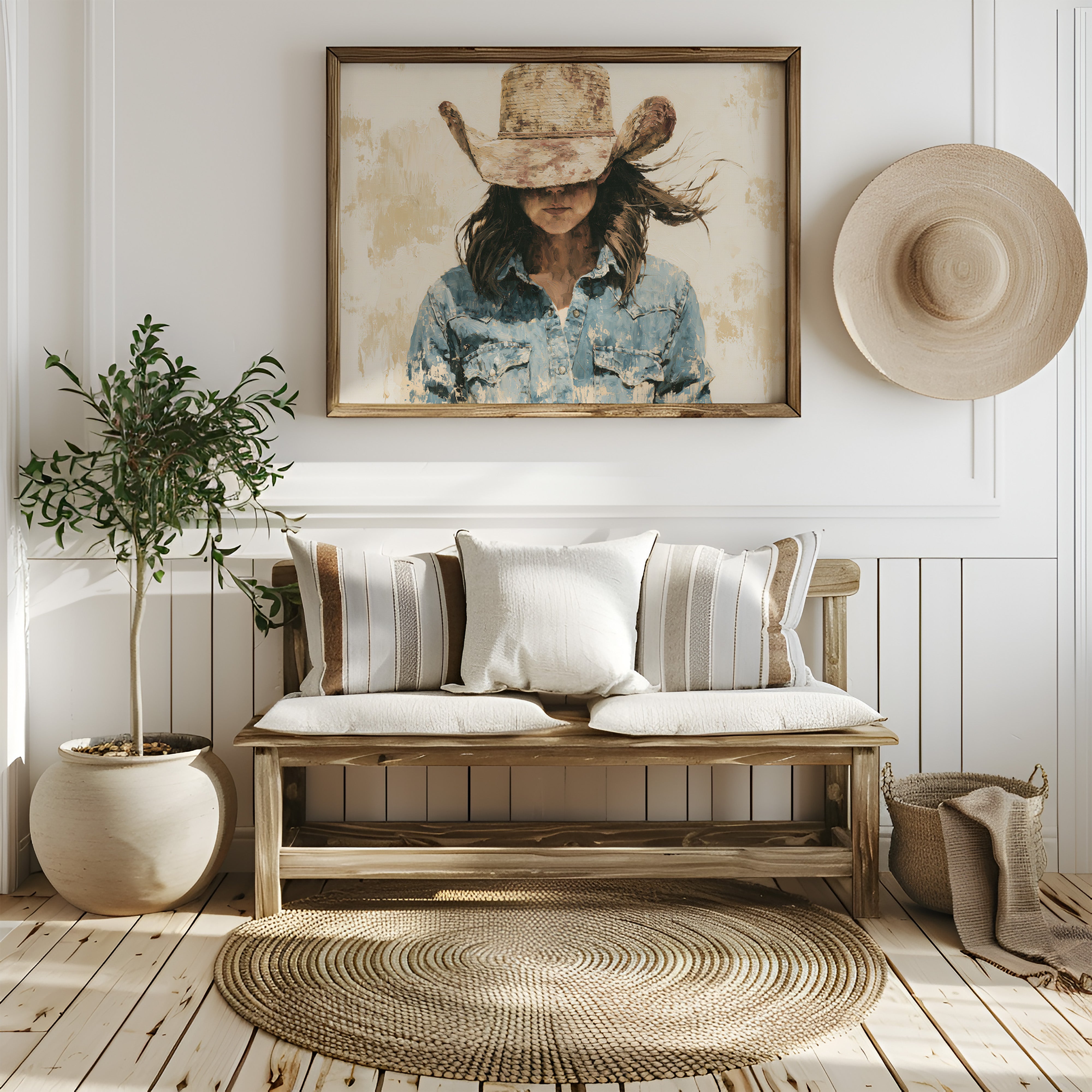Cowgirl Beneath a Straw Hat