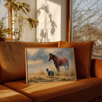 Bay Horse and Aussie Shepherd