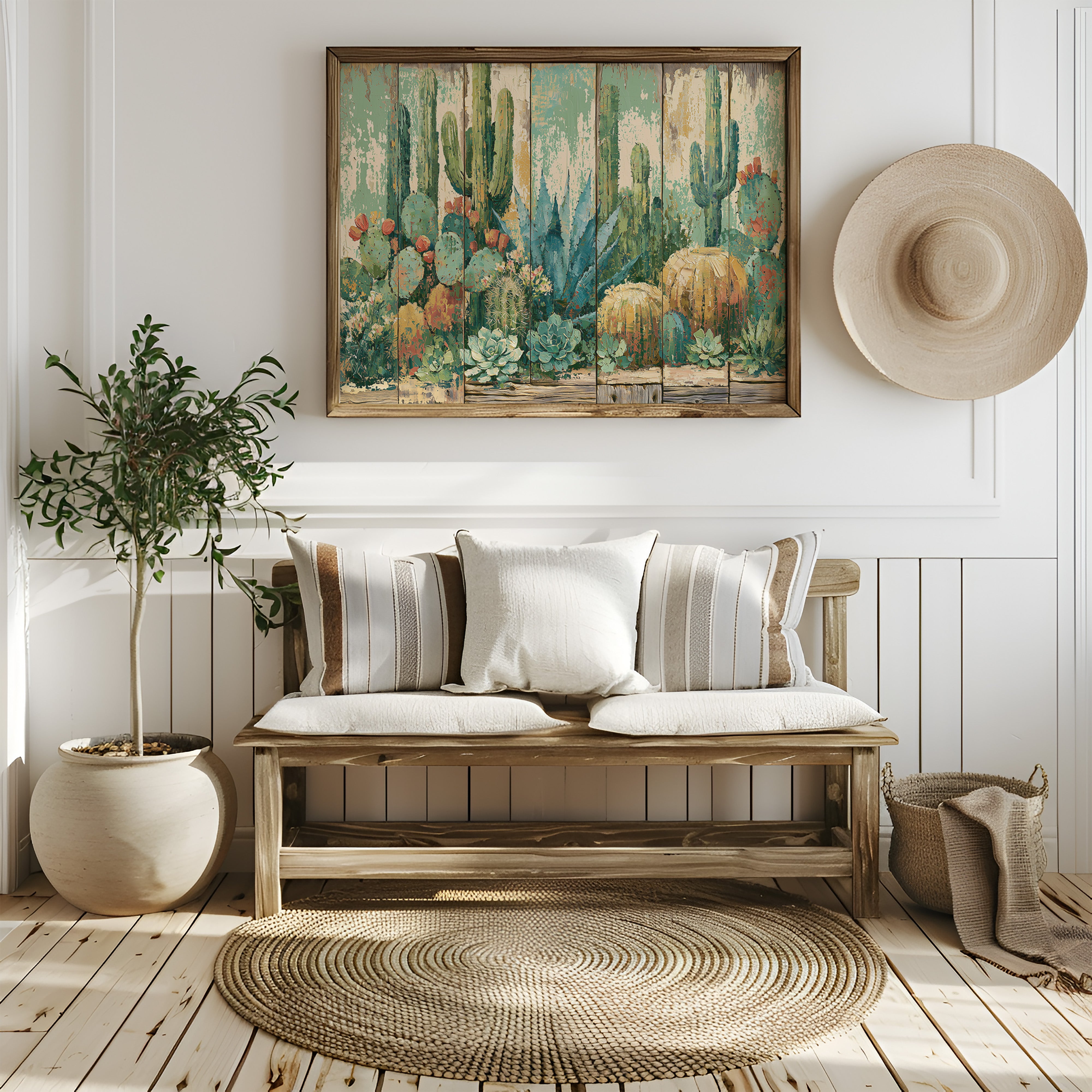 Desert Garden on Weathered Wood