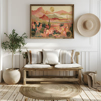 Blooming Desert Under Golden Moon