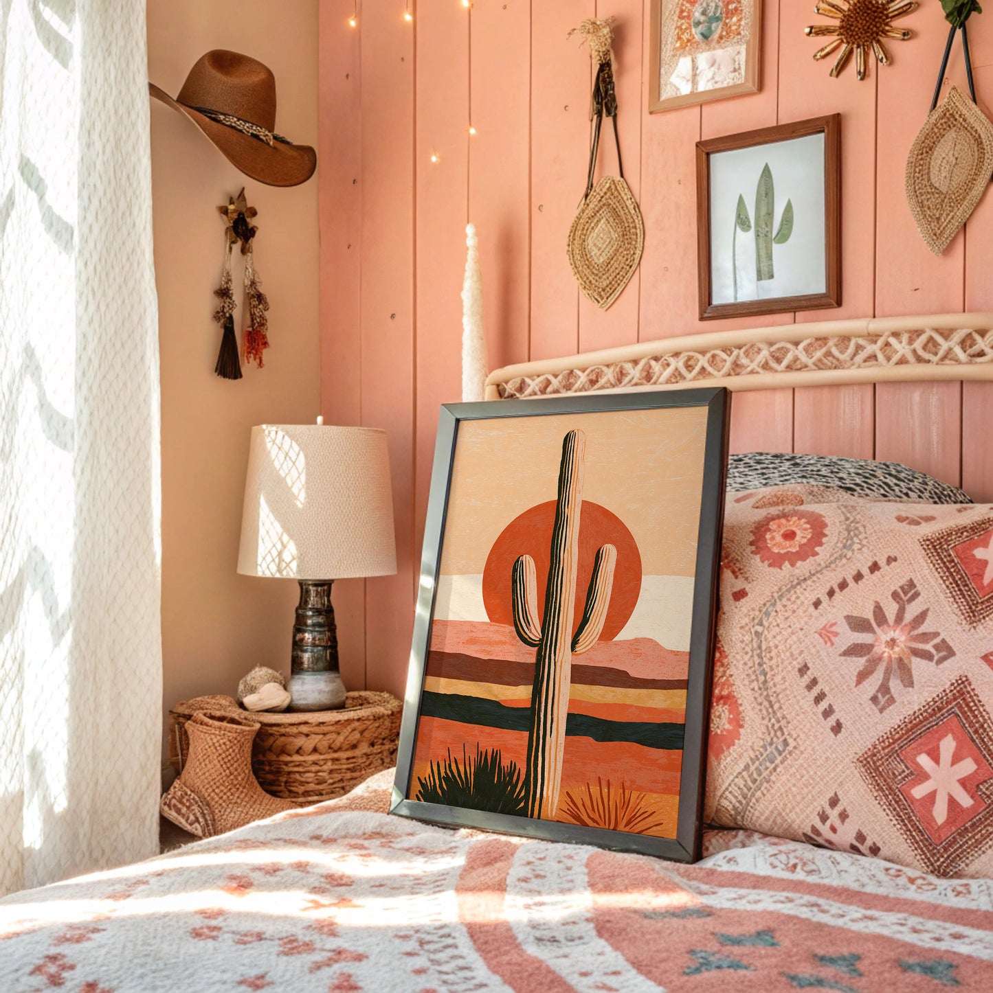 Illustrated Saguaro Layered Sunset