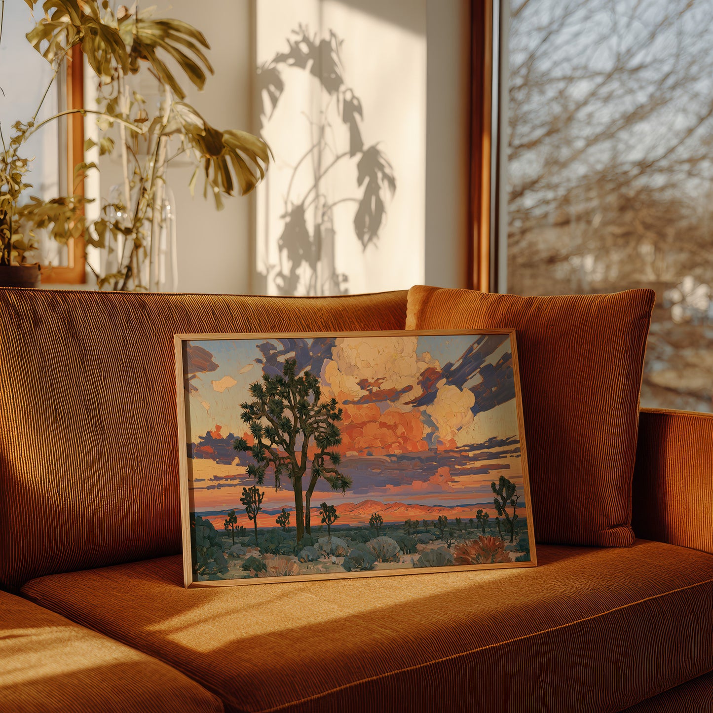 Joshua Trees At Blaze Hour