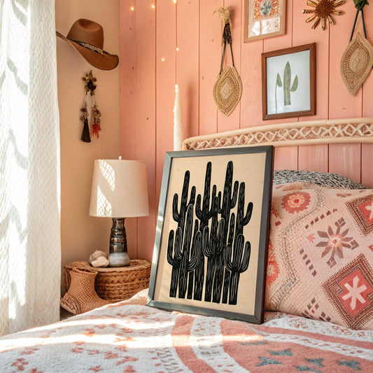 Saguaro Silhouette Block Print