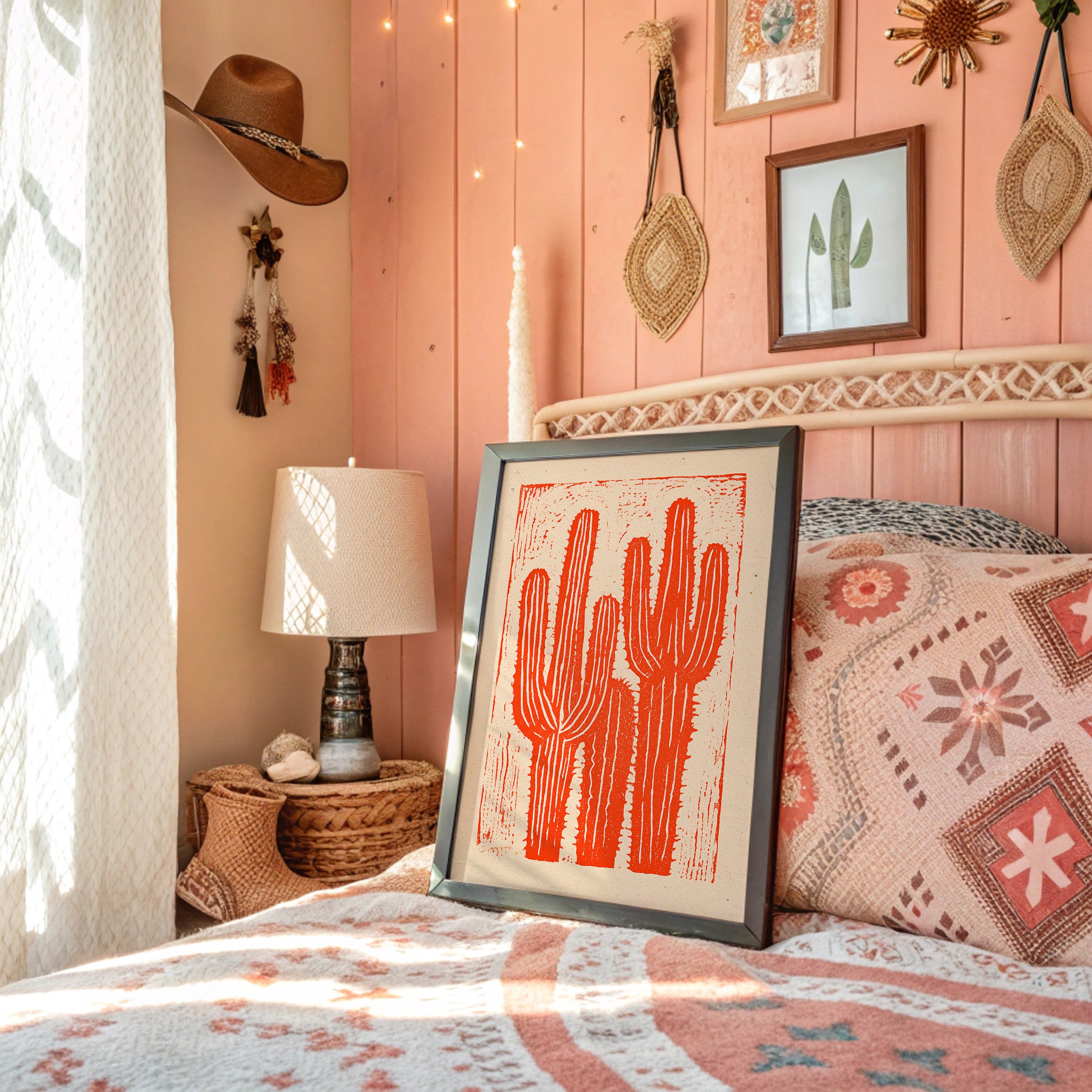 Saguaro Silhouette in Coral