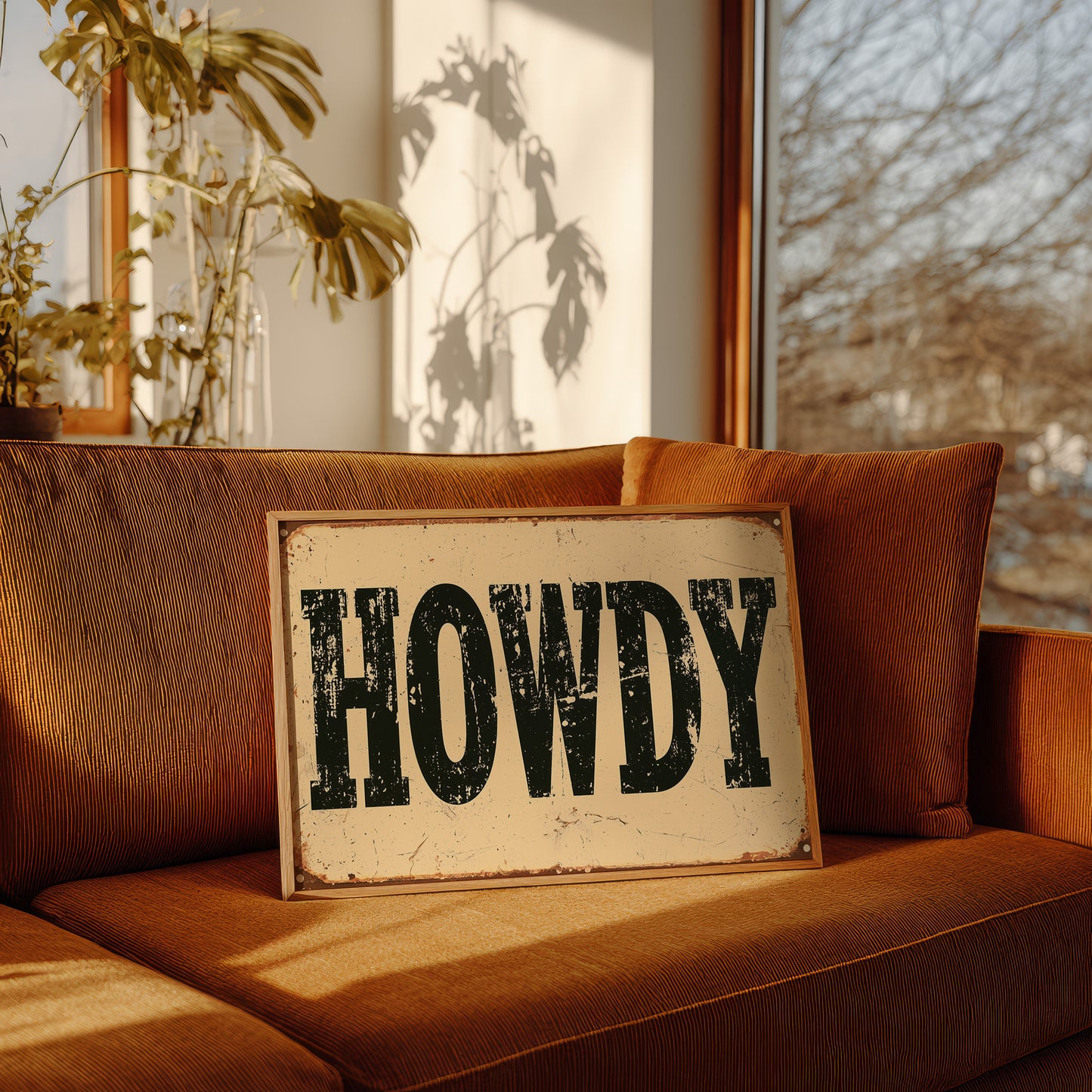 Howdy, Rusted Tin Sign