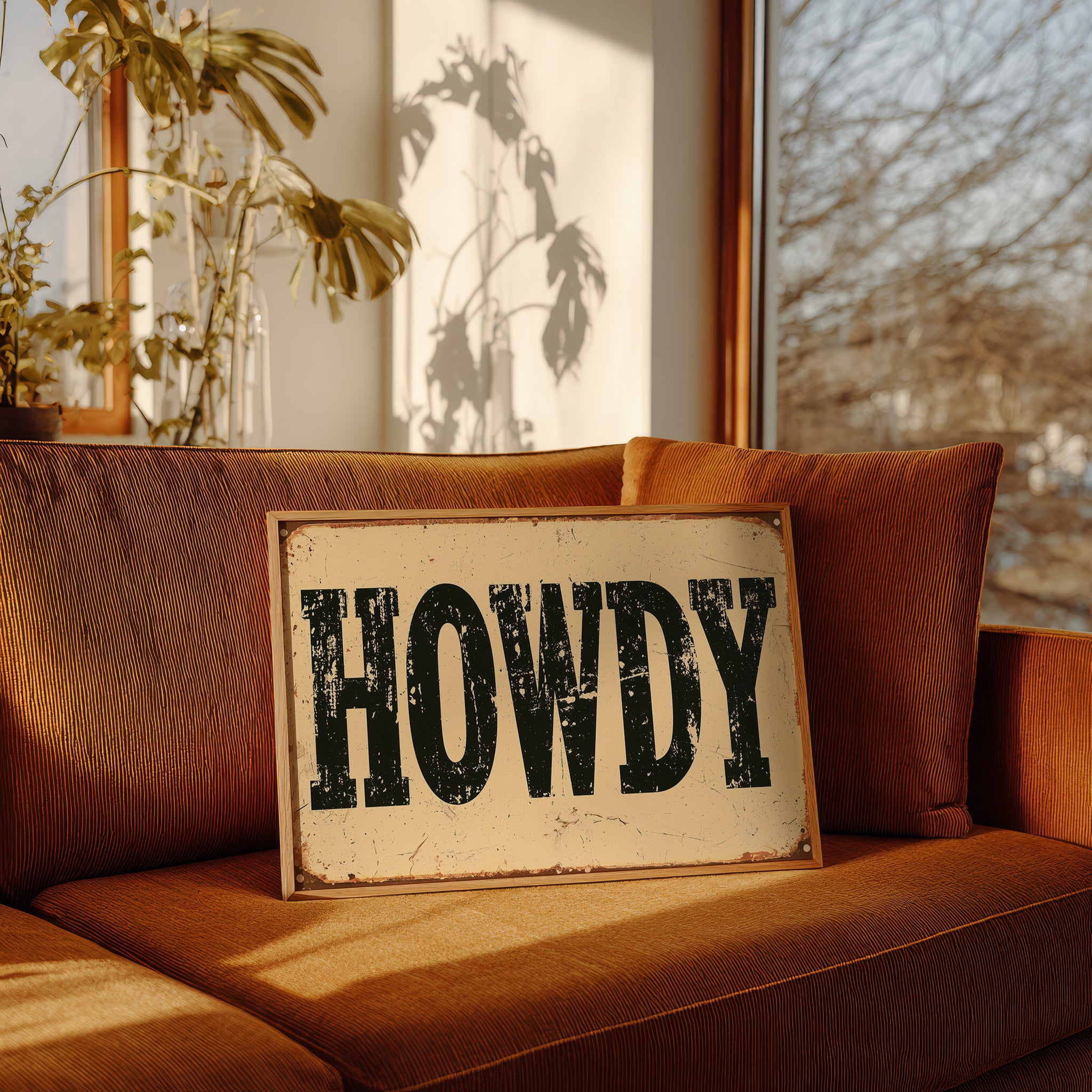 Howdy, Rusted Tin Sign