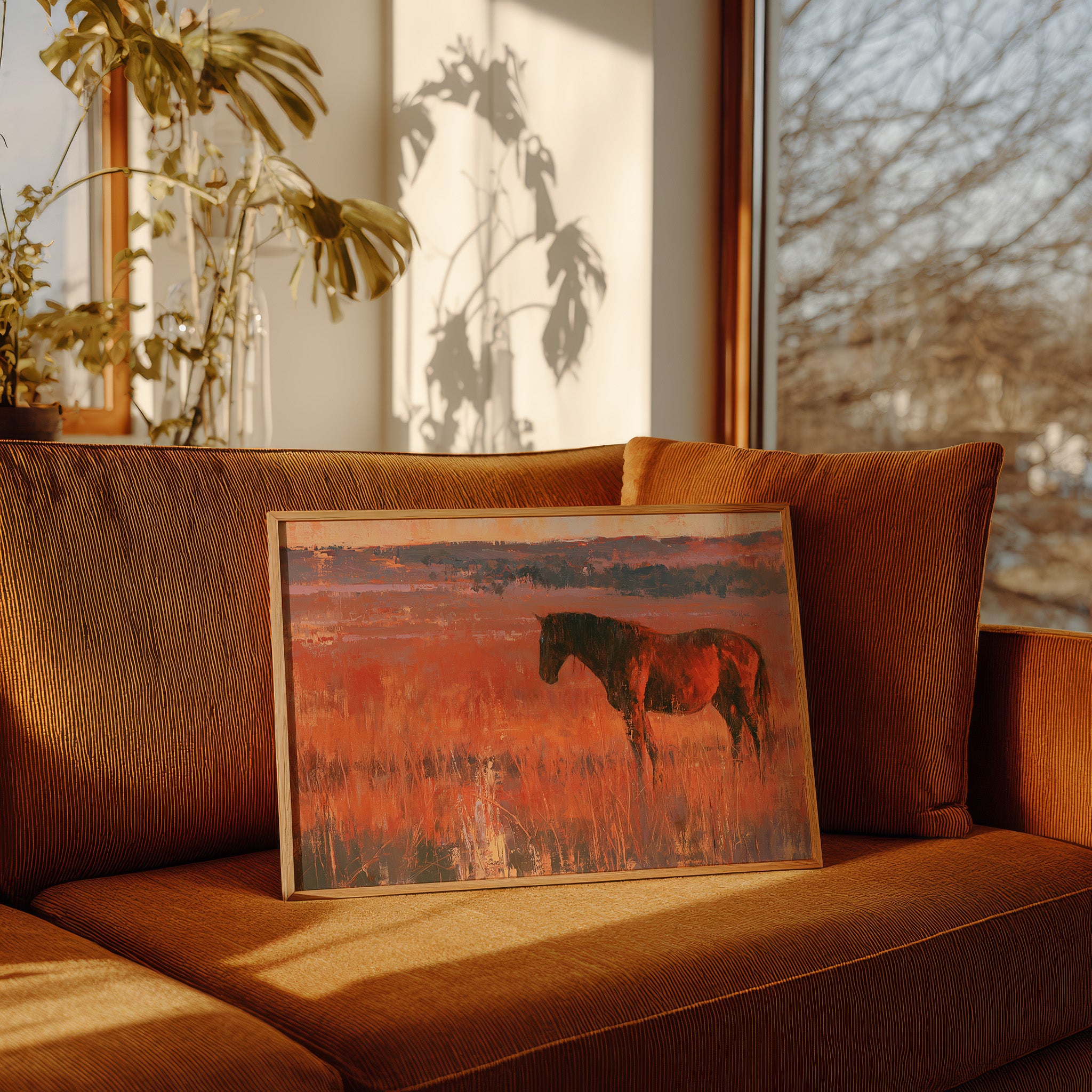 Grazing Horse, Crimson Dusk