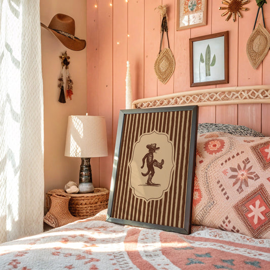 Dancing Cowboy Cat Vintage Print