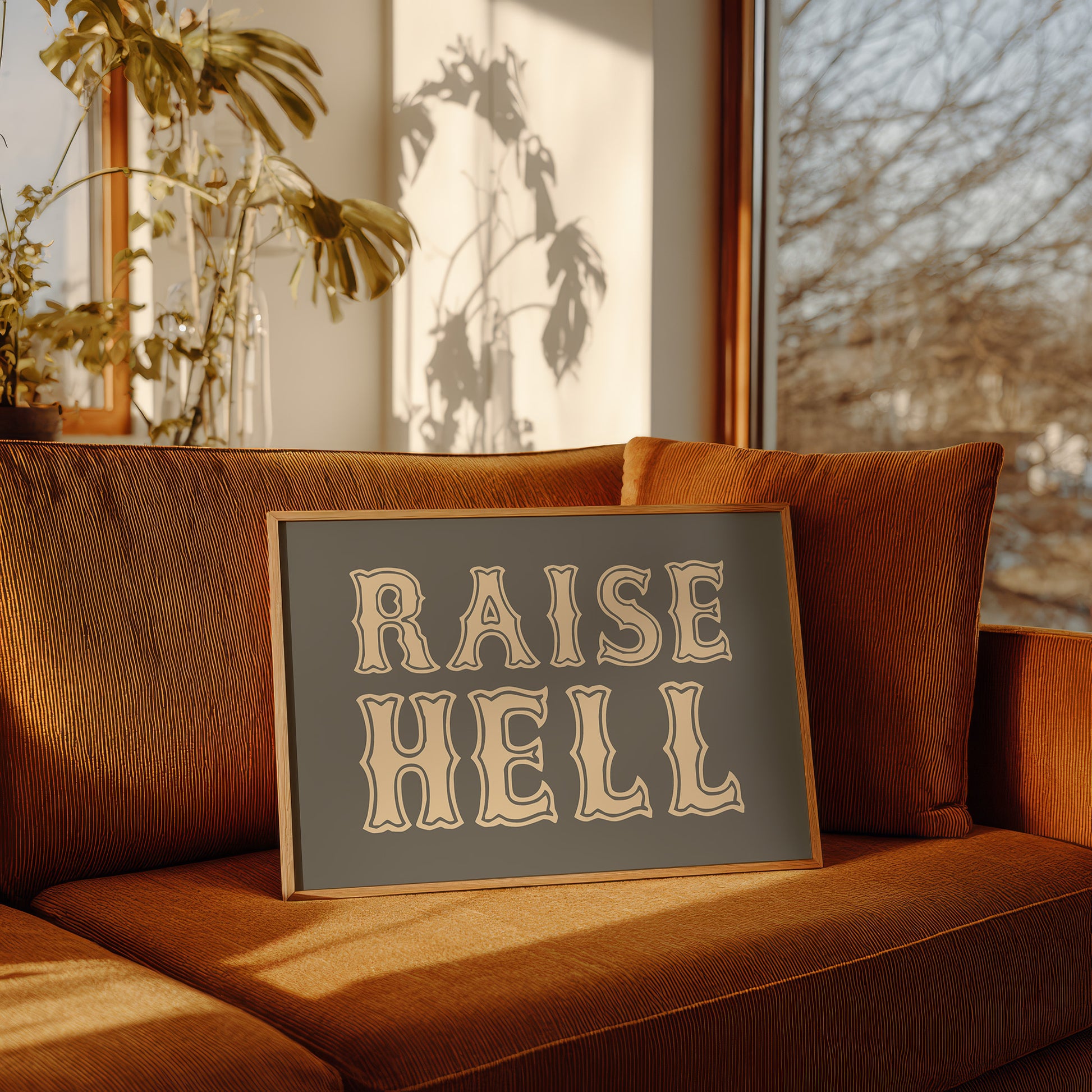 Raise Hell Western Typography Wall Art