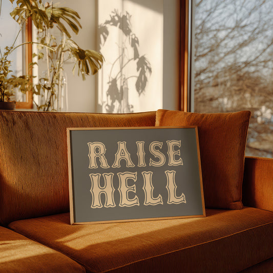 Raise Hell Western Typography Wall Art