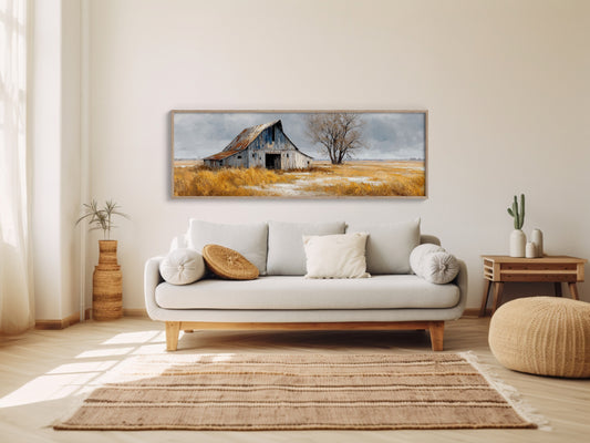Weathered Barn Beneath Gray Skies