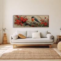 Songbird Among Scarlet Blossoms