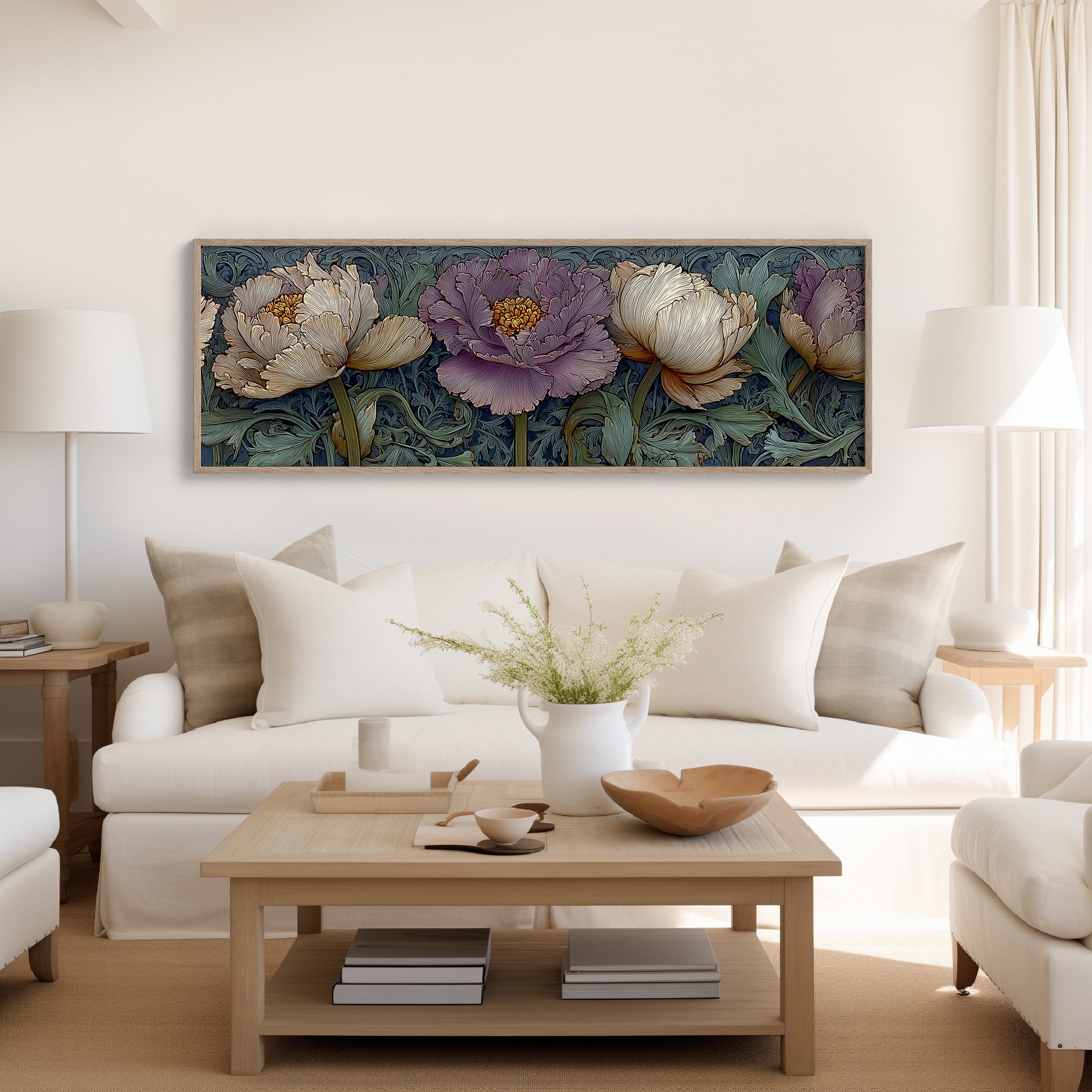 Victorian Peonies In Midnight Garden