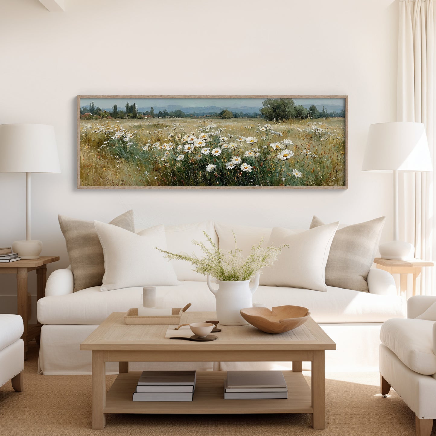 Wild Daisies Across Golden Meadow