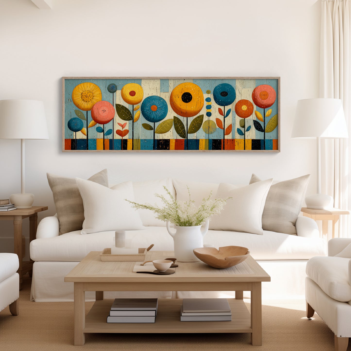 Mid Century Floral Garden in Retro Colors