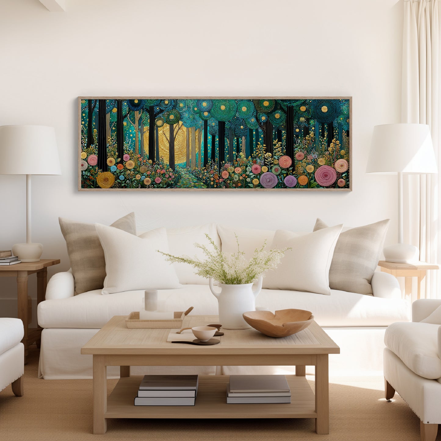 Golden Moon Through Enchanted Forest