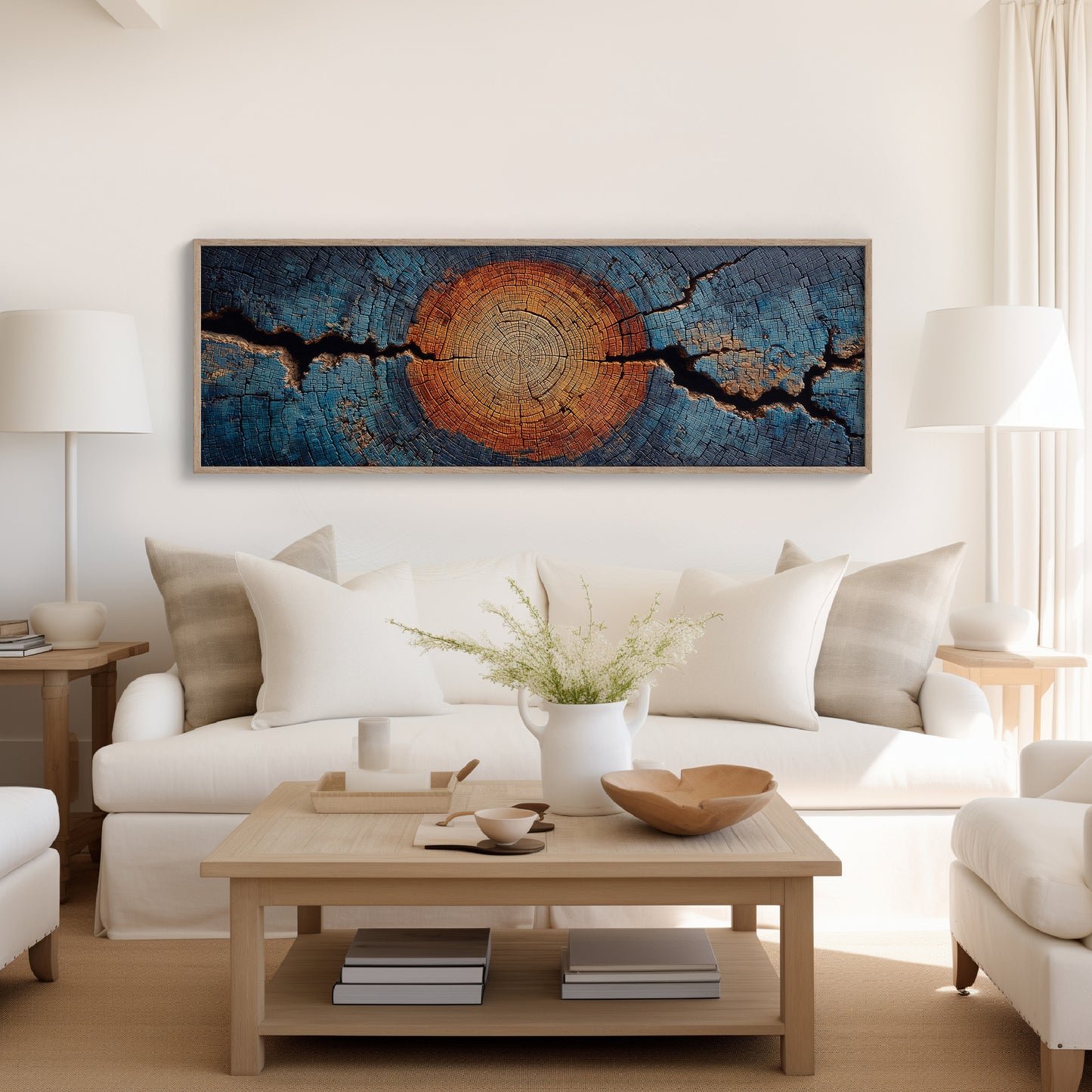 Blue and Copper Tree Ring Abstract