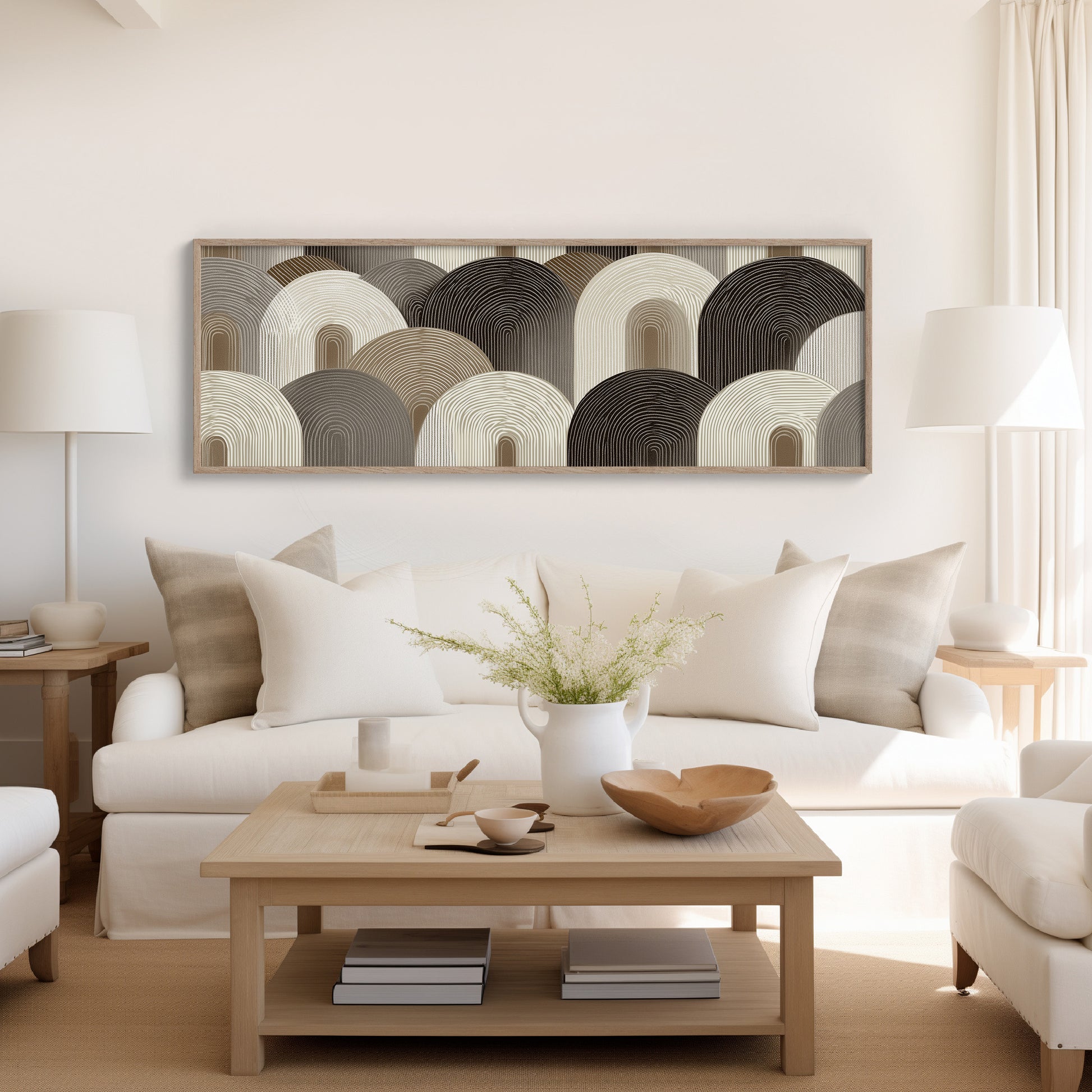 Neutral Geometric Arch Pattern Art