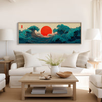 Crimson Sun Rising Over Ocean Waves