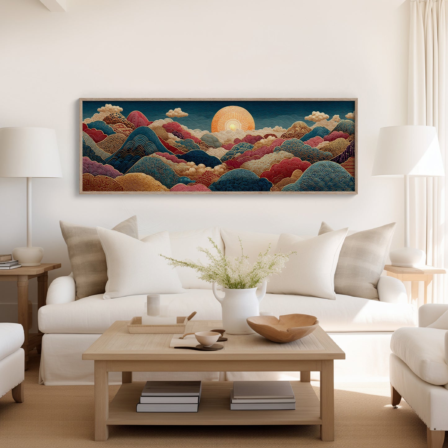 Ornate Sunrise Over Patterned Hills
