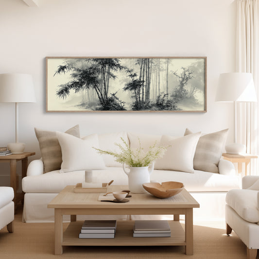 Misty Bamboo Grove Ink Landscape