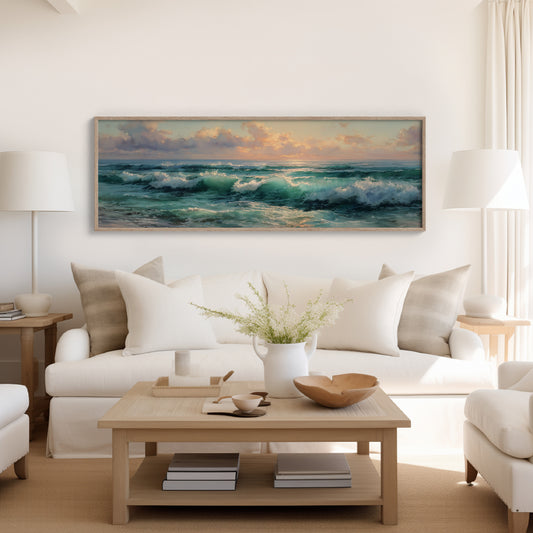 Golden Light Over Rolling Ocean Waves