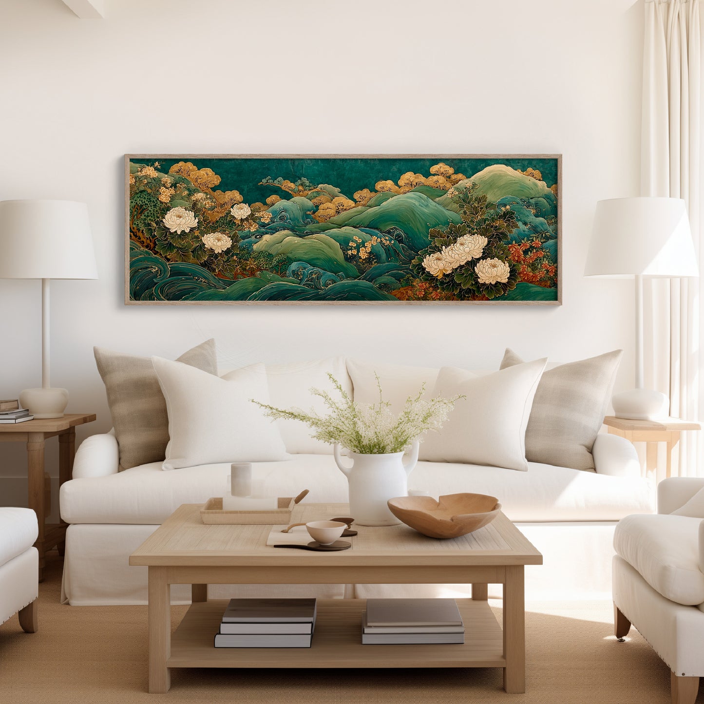 Golden Blooms Above Emerald Waves