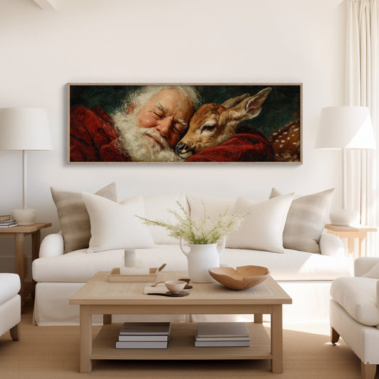 Santa’s Gentle Moment with a Fawn