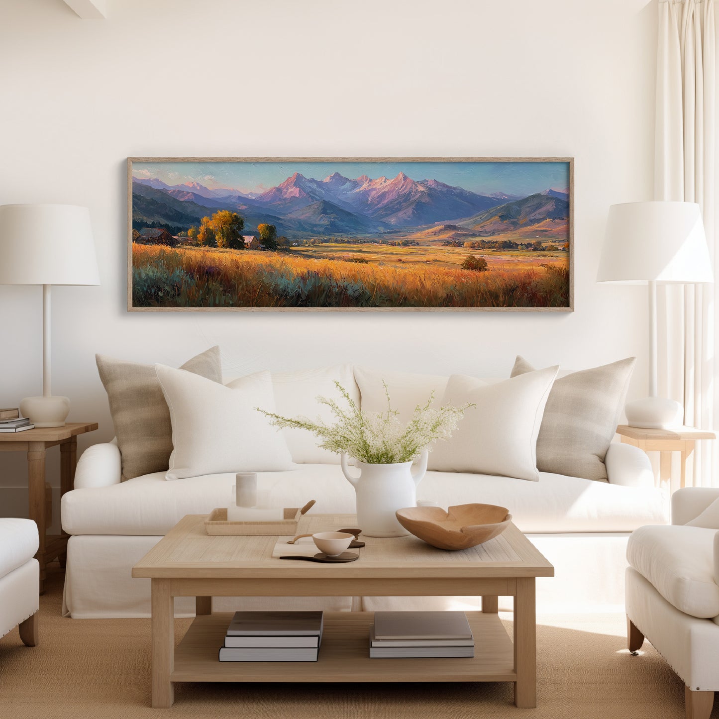 Golden Fields Beneath Mountain Peaks
