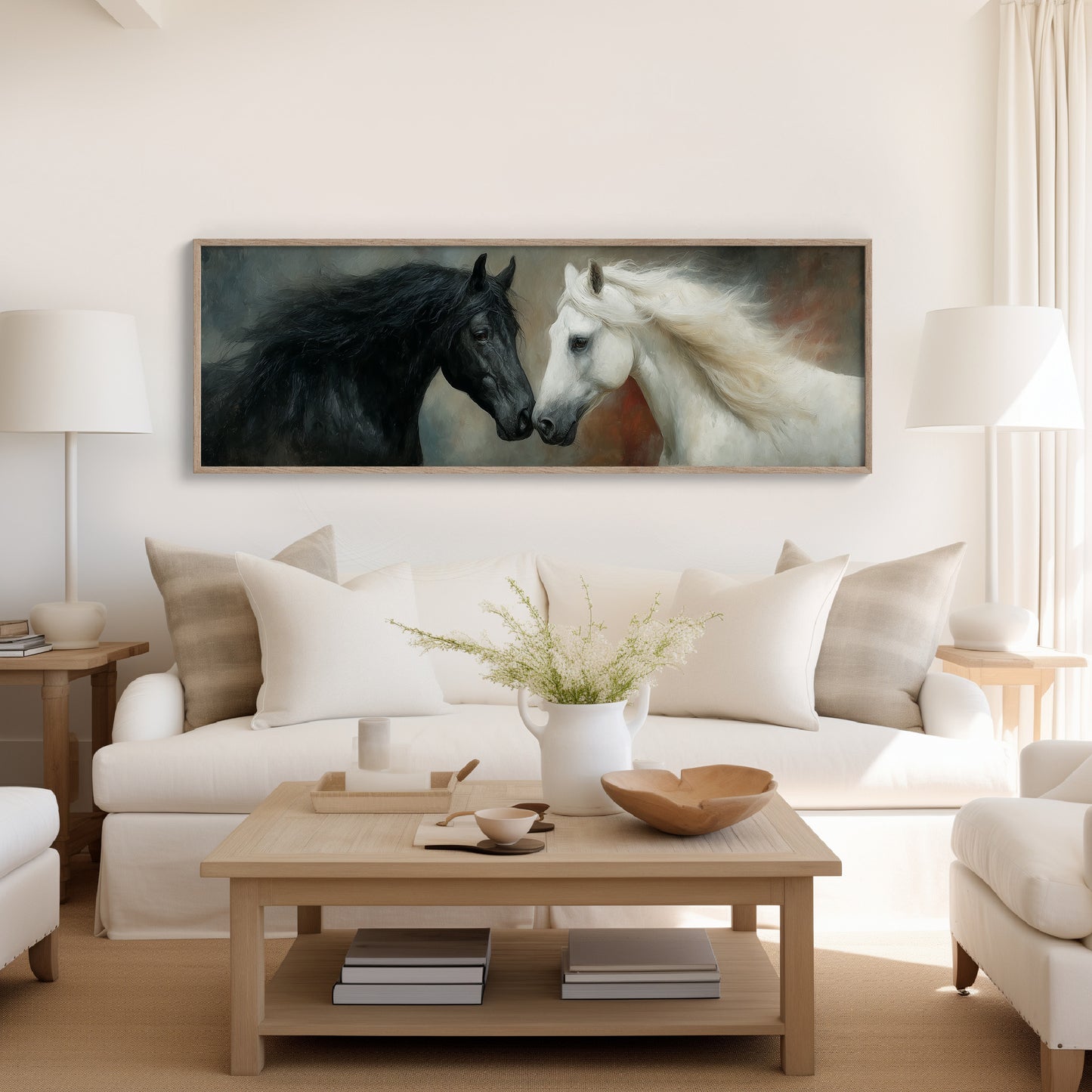 Black And White Horses In Quiet Harmony