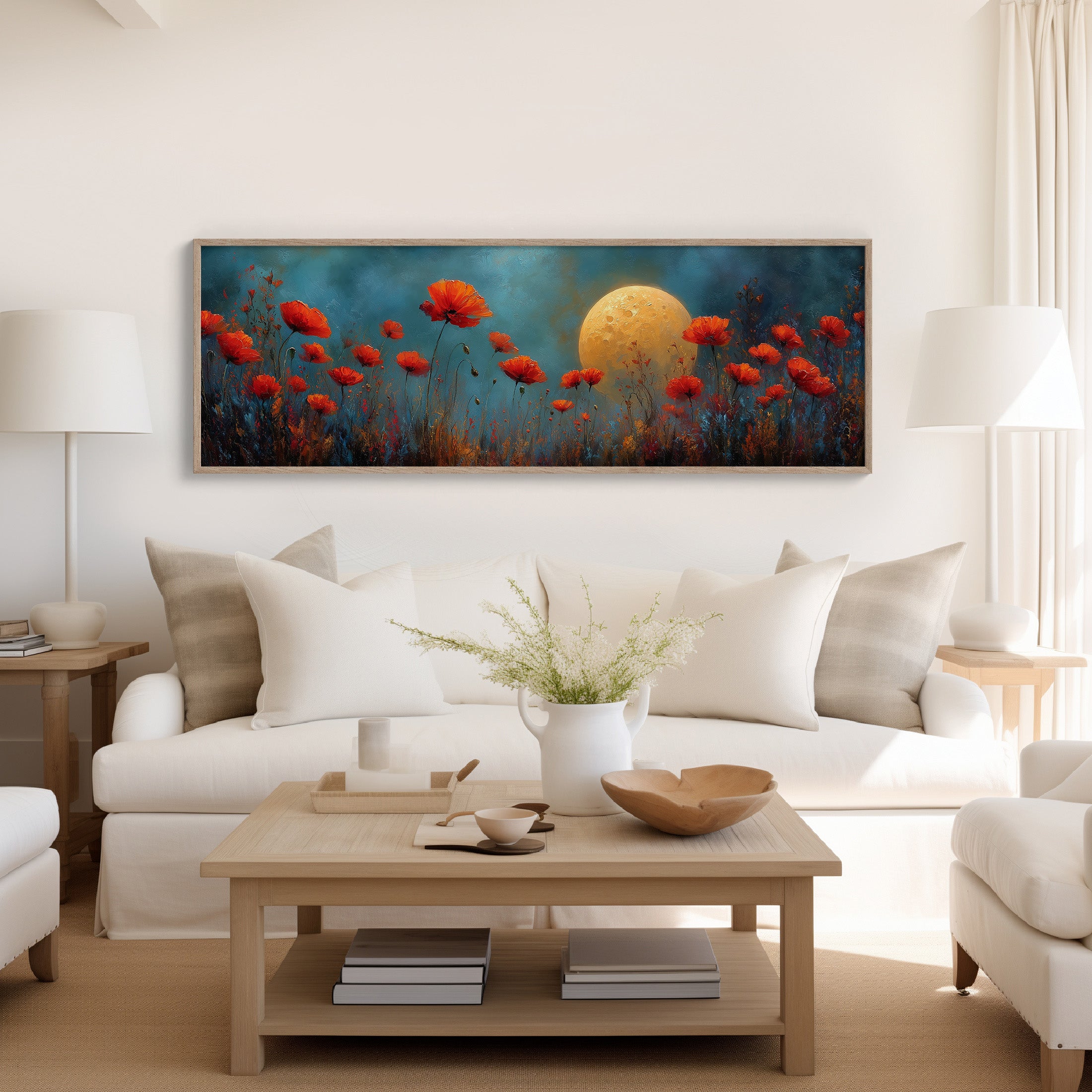 Moonlit Red Poppy Field Dreamscape