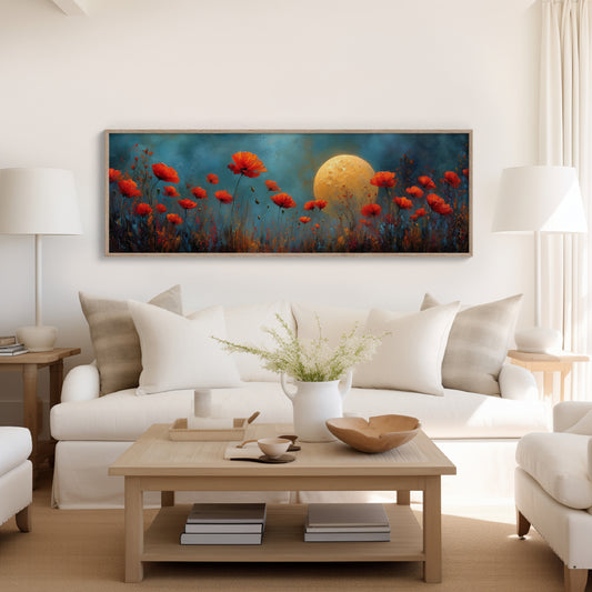 Moonlit Red Poppy Field Dreamscape