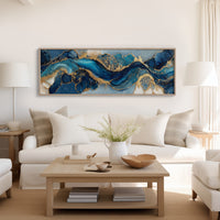 Blue And Gold Abstract Fluid Art