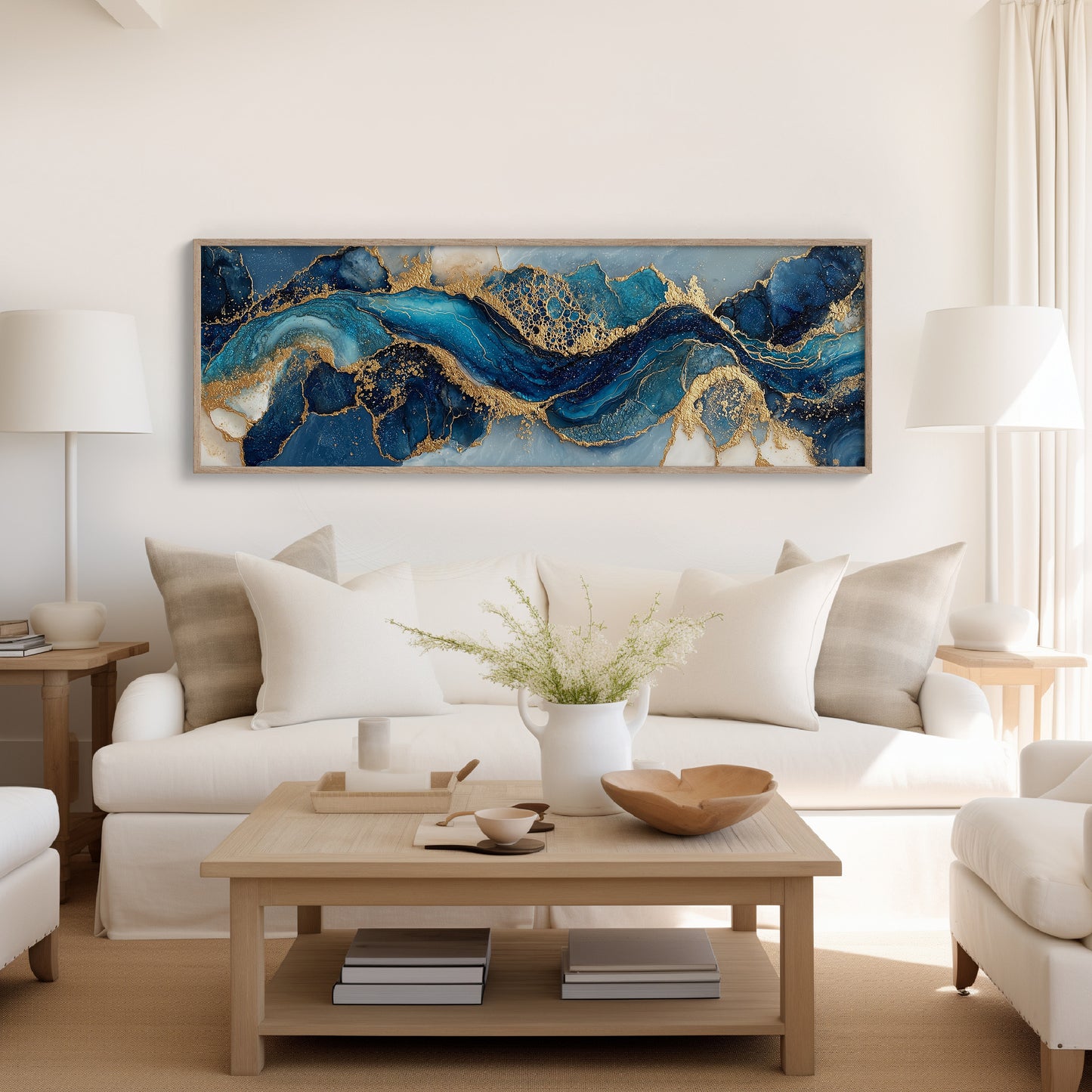Blue And Gold Abstract Fluid Art