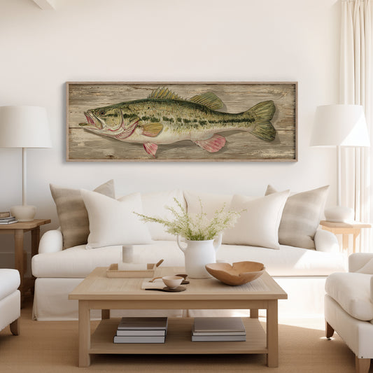 Largemouth Bass Over Rustic Wood
