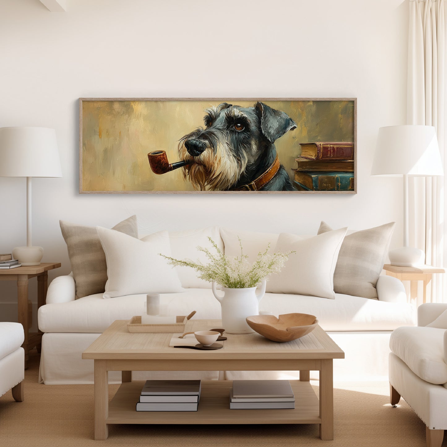 Scholarly Schnauzer With Pipe