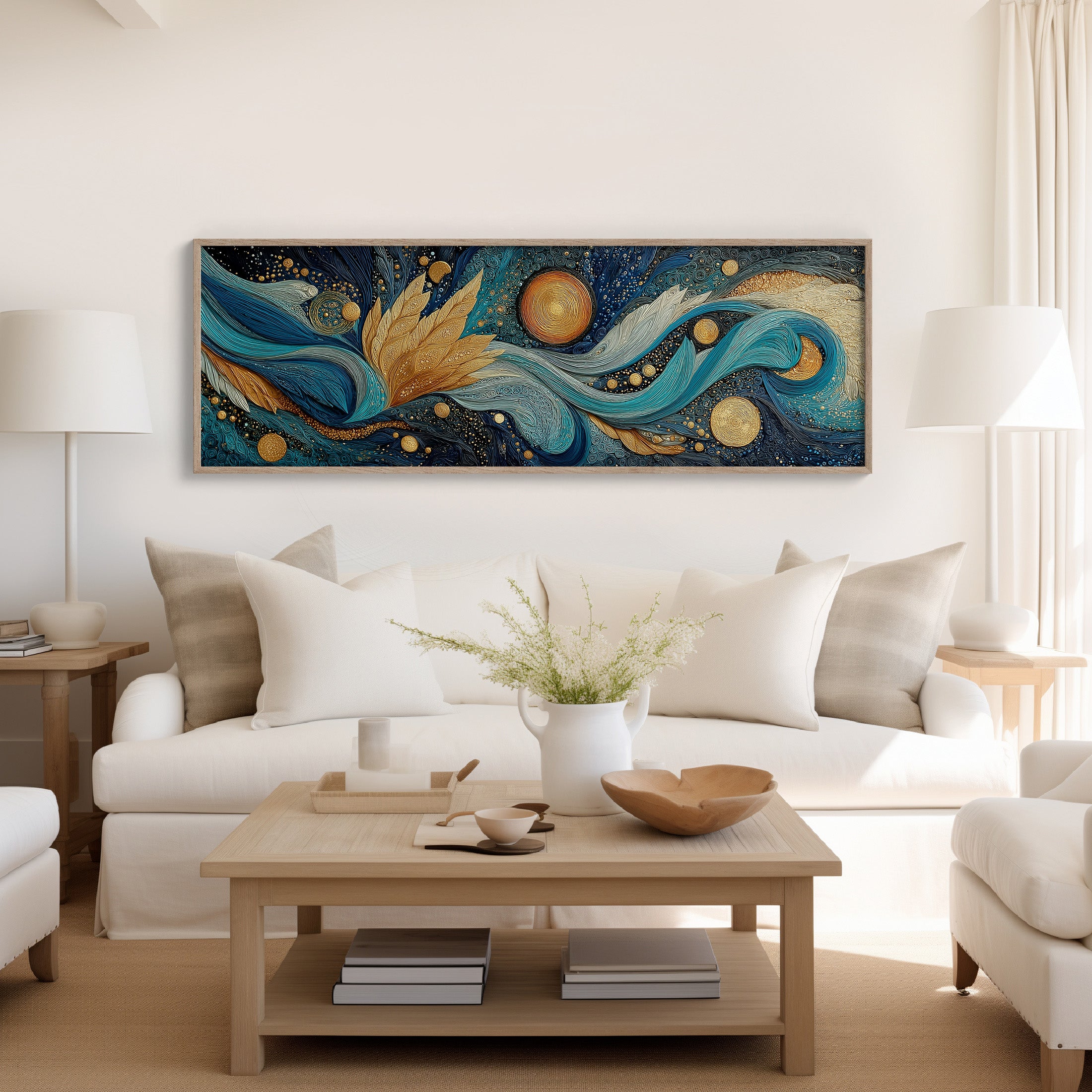 Celestial Currents In Gold And Blue