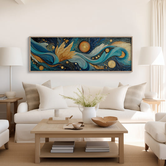 Celestial Currents In Gold And Blue