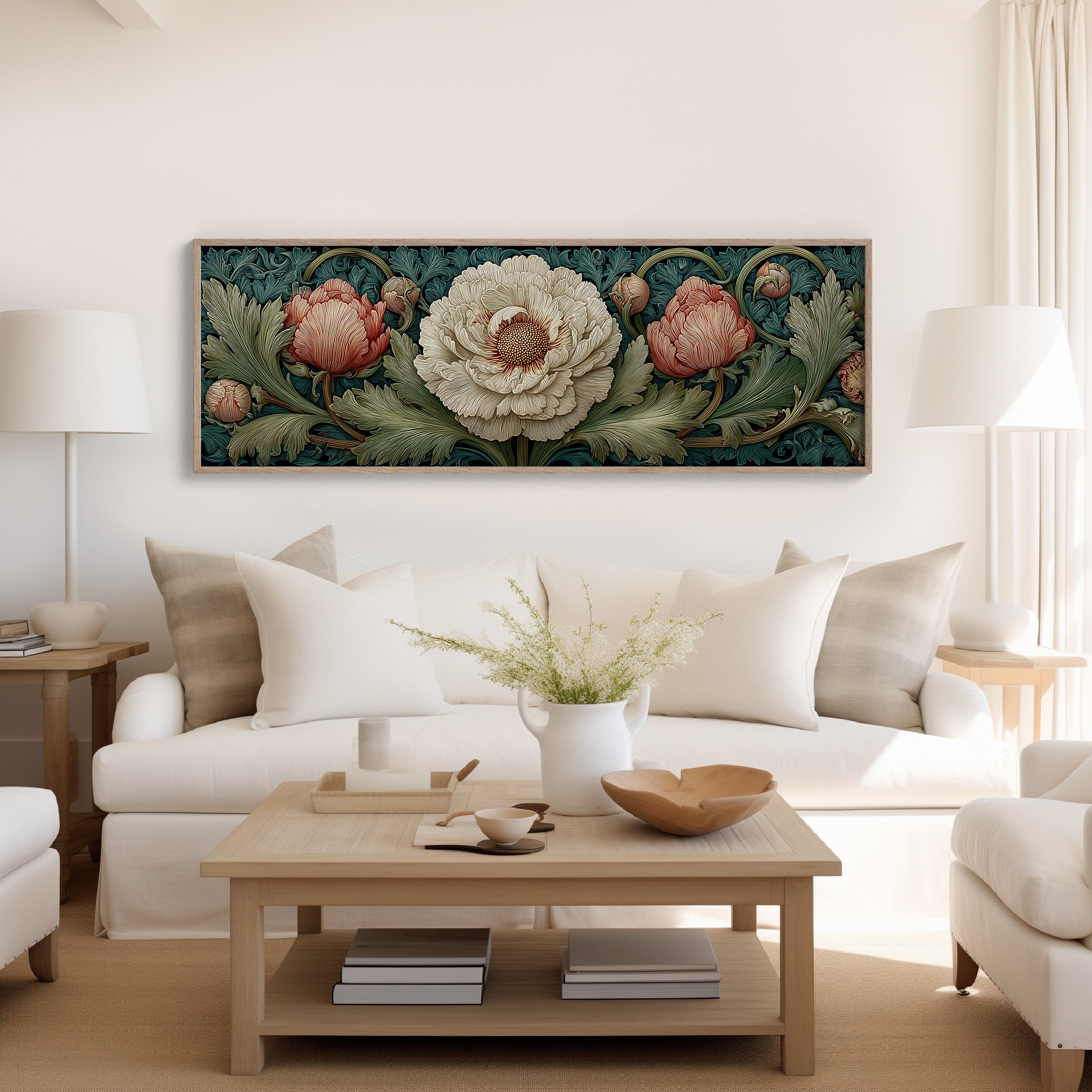 Vintage Peony Blooming Garden