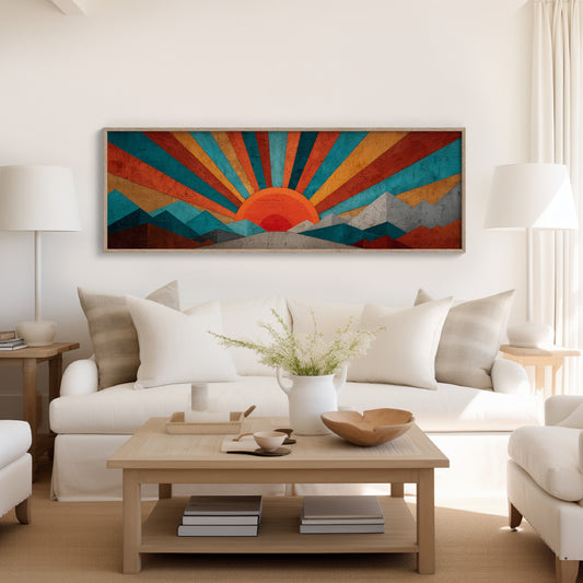 Retro Sunrise Over Painted Peaks