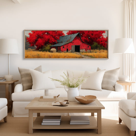 Red Barn Beneath the Autumn Blaze
