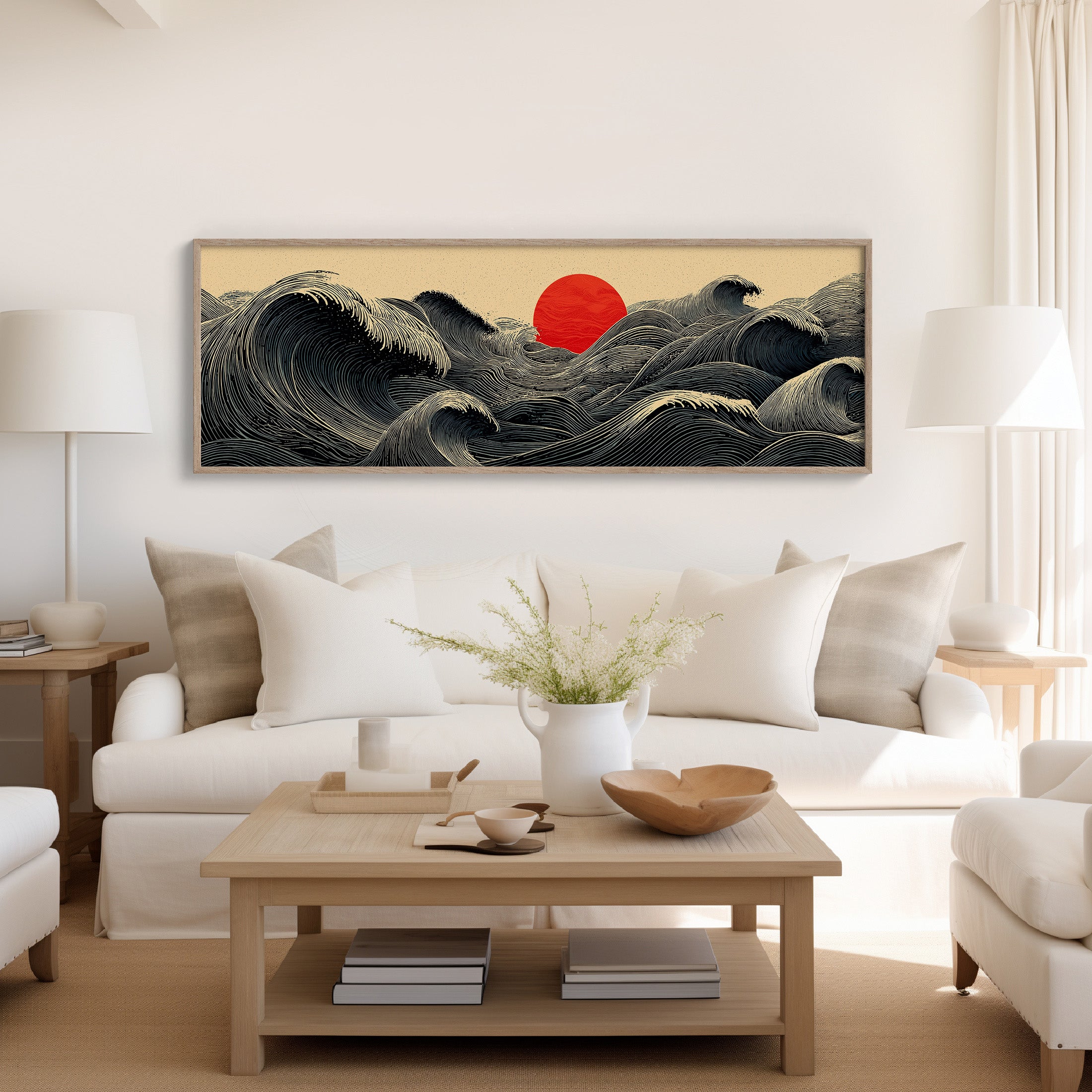 Waves Gather Before the Red Sun
