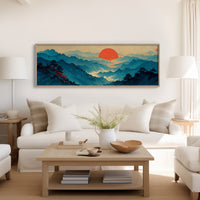 Crimson Sun Over Blue Mountain Seas