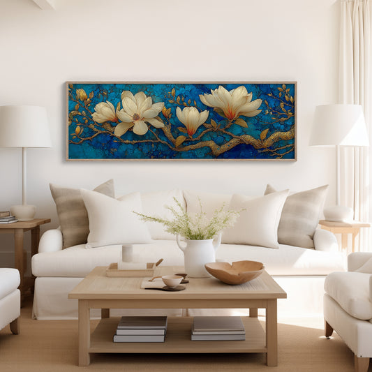 Golden Magnolia on Blue Marble