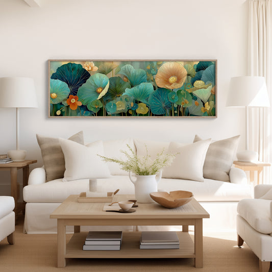 Blooming Waves of Teal and Amber