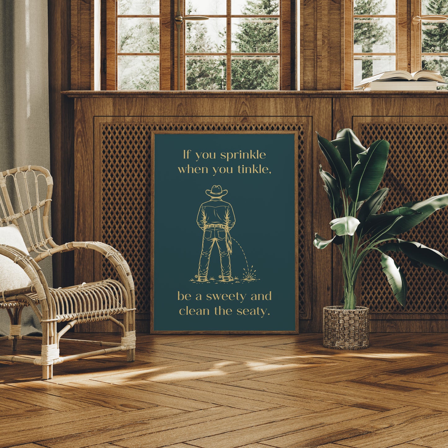 Sprinkle, Tinkle, Clean the Seaty in Teal & Gold