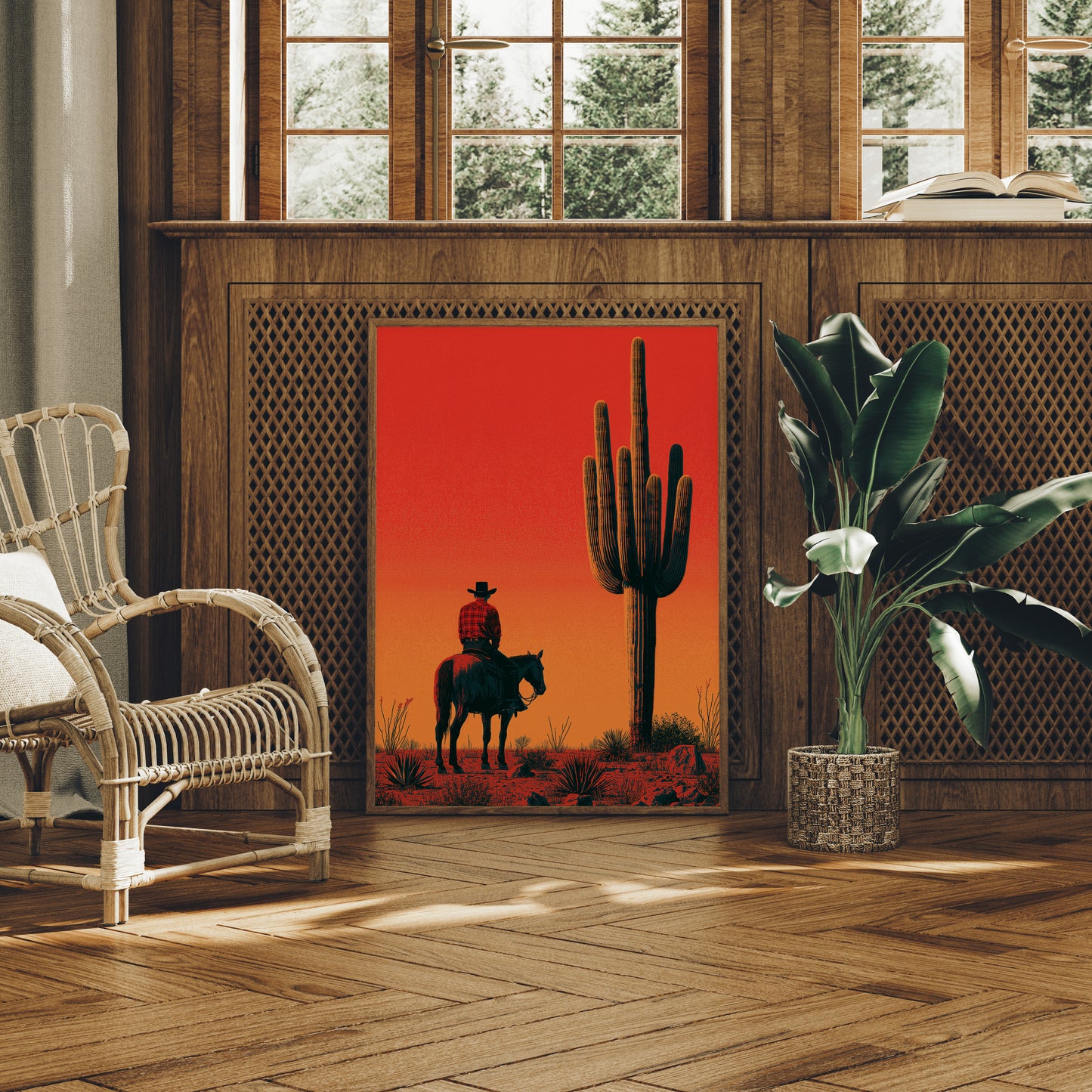 Rider at Dusk: Saguaro Silhouette