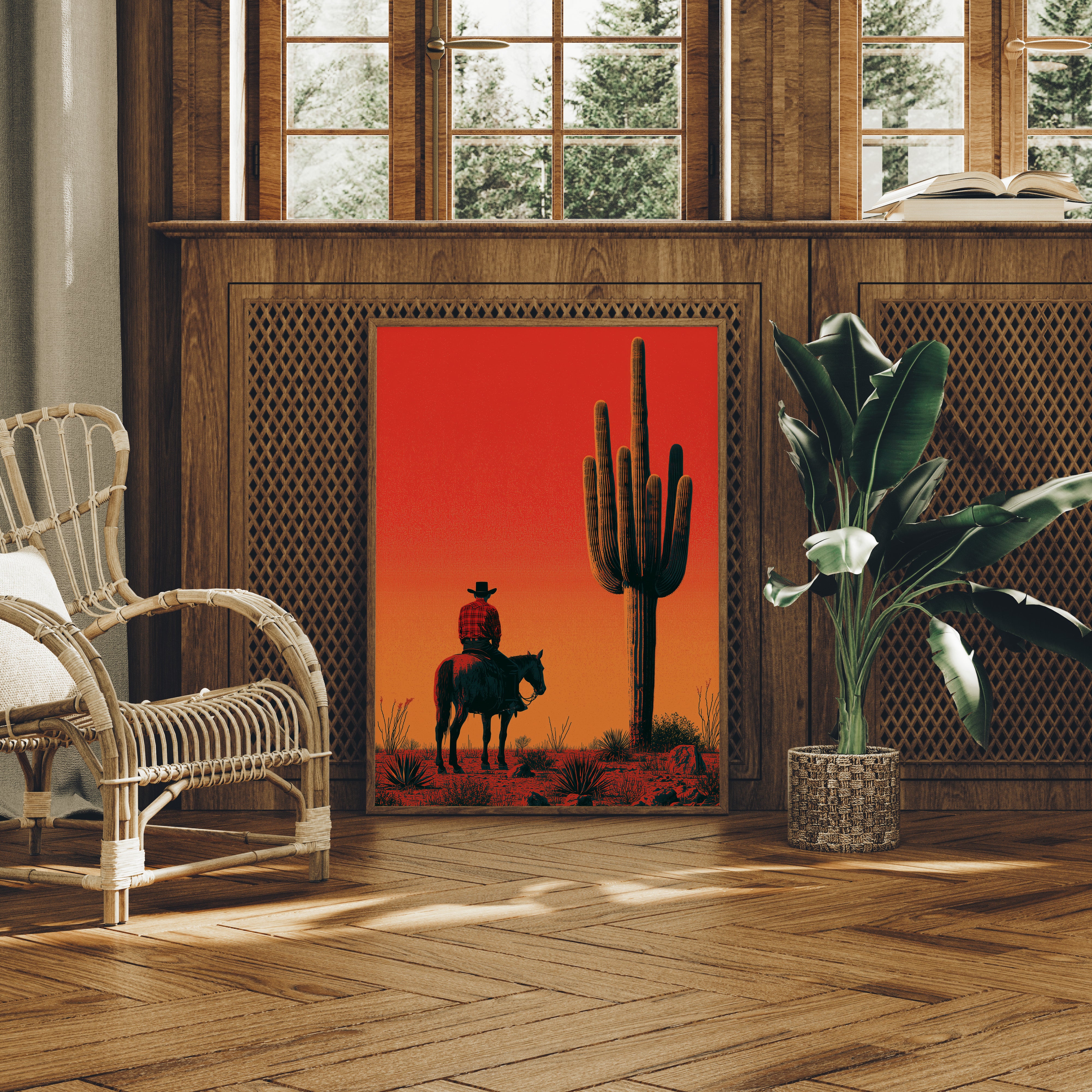 Rider at Dusk: Saguaro Silhouette