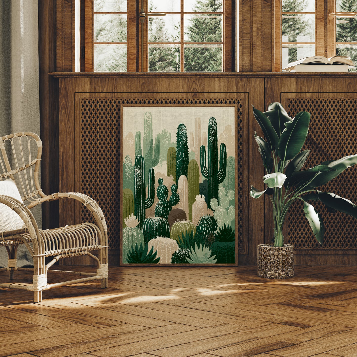 Spiny Sanctuary: Detailed Cactus Collage