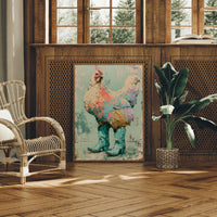 Gilded Feathers: The Rooster's Turquoise Strut